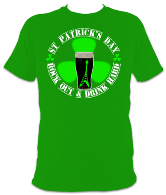 St Patrick's Day Rock Out & Drink Hard Unisex T-Shirt - Image 2